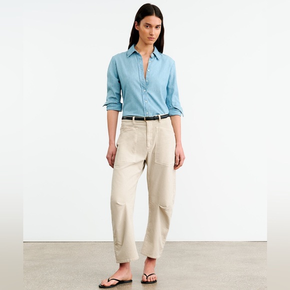 Nili Lotan Shon Corduroy Barrel Pant in Gesso EUC - Picture 1 of 9